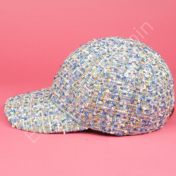 Emotionally Unavailable x Playboy Hat Mens M Blue Yellow Cotton Blend Tweed - Picture 3 of 9